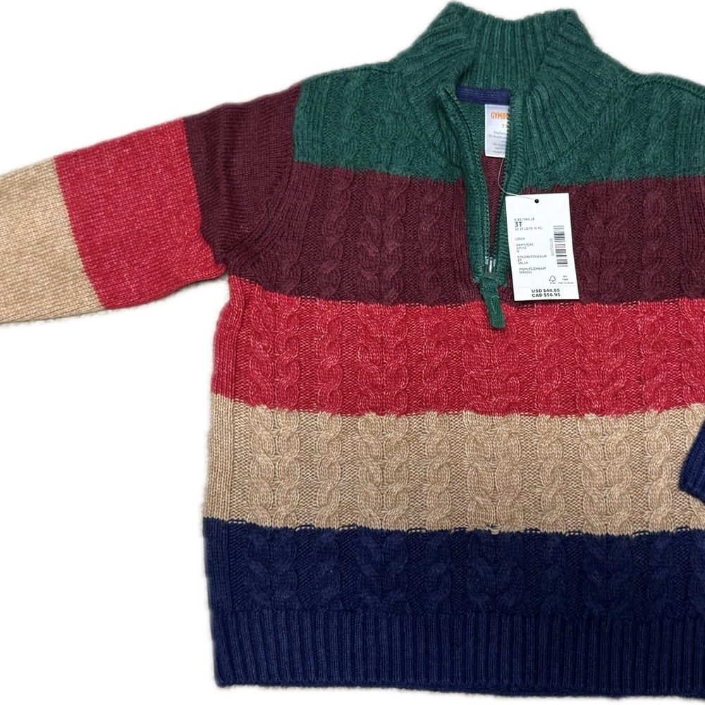 NWT Gymboree Multicolor Striped Kids Sweater 3T